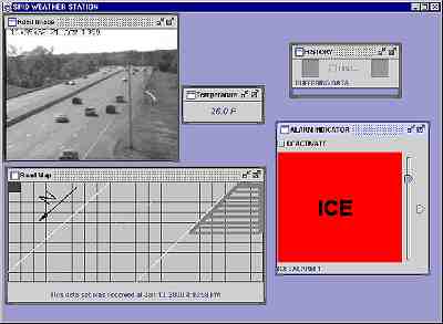 RWIS Mounted.  Displays road map, if ice is present and surface temperature 